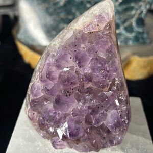 Brazilian Agate Freeform with Sugary Druzy | 4x3 Freestanding Crystal Sculpture